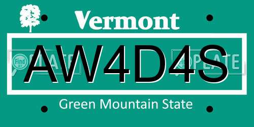 AW4D4S Vermont License Plate