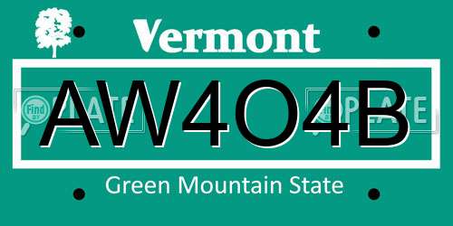 AW4O4B Vermont License Plate