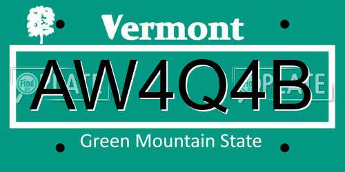 AW4Q4B Vermont License Plate
