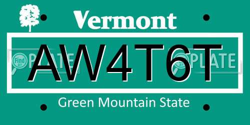 AW4T6T Vermont License Plate