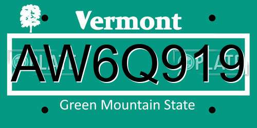 AW6Q919 Vermont License Plate