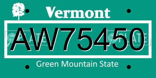 AW75450 Vermont License Plate