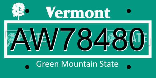 AW78480 Vermont License Plate