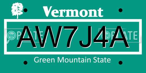 AW7J4A Vermont License Plate