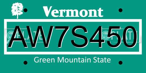 AW7S450 Vermont License Plate