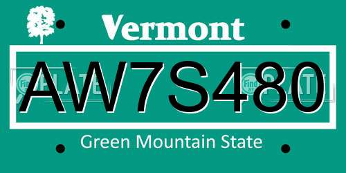 AW7S480 Vermont License Plate