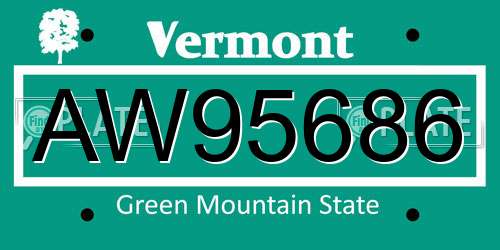 AW95686 Vermont License Plate