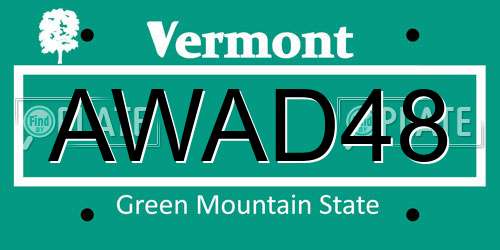AWAD48 Vermont License Plate