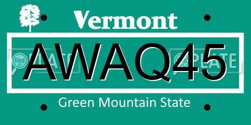 AWAQ45 Vermont License Plate