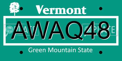 AWAQ48 Vermont License Plate