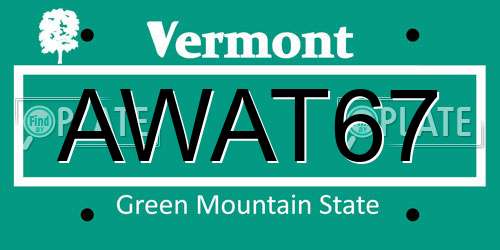 AWAT67 Vermont License Plate