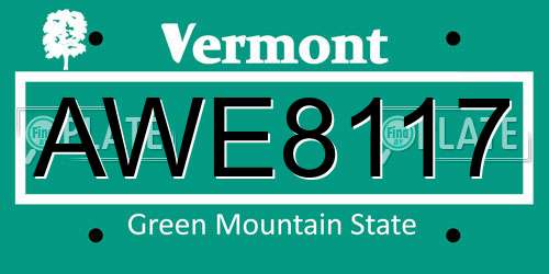 AWE8117 Vermont License Plate