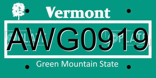 AWG0919 Vermont License Plate