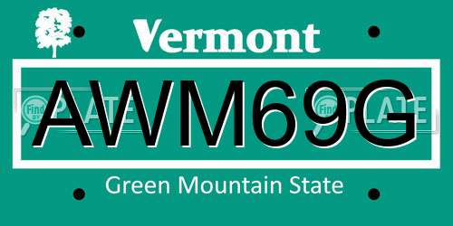 AWM69G Vermont License Plate