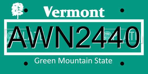 AWN2440 Vermont License Plate