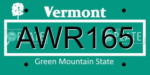AWR165 Vermont License Plate
