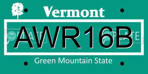 AWR16B Vermont License Plate