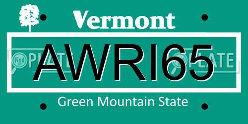 AWRI65 Vermont License Plate