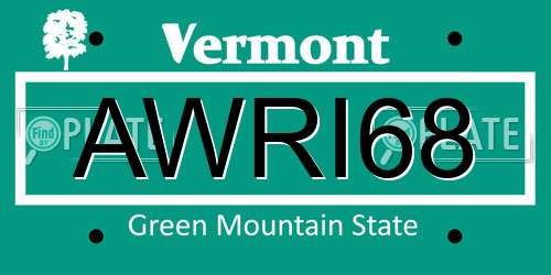 AWRI68 Vermont License Plate