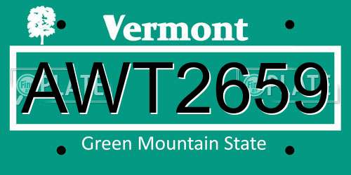 AWT2659 Vermont License Plate