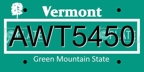 AWT5450 Vermont License Plate