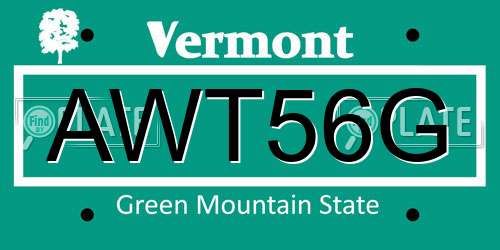 AWT56G Vermont License Plate