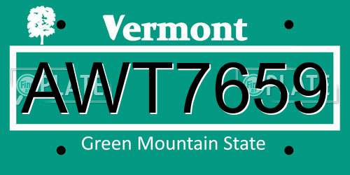 AWT7659 Vermont License Plate