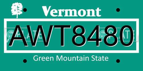 AWT8480 Vermont License Plate