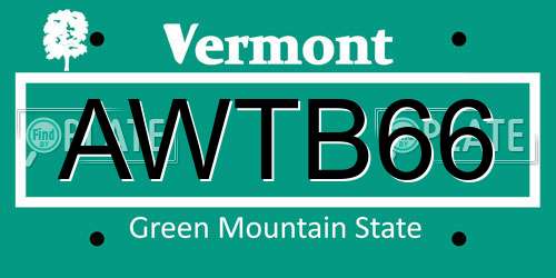 AWTB66 Vermont License Plate