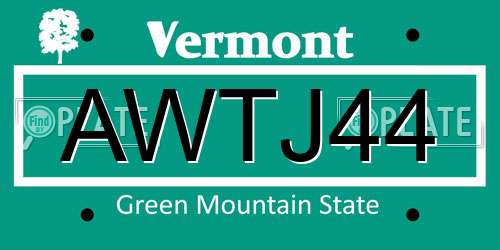 AWTJ44 Vermont License Plate