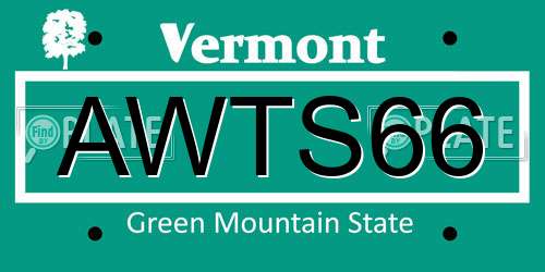 AWTS66 Vermont License Plate