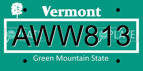 AWW813 Vermont License Plate