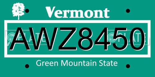 AWZ8450 Vermont License Plate