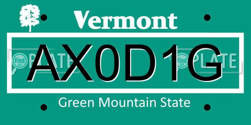AX0D1G Vermont License Plate