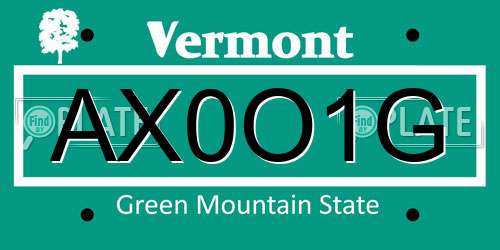 AX0O1G Vermont License Plate