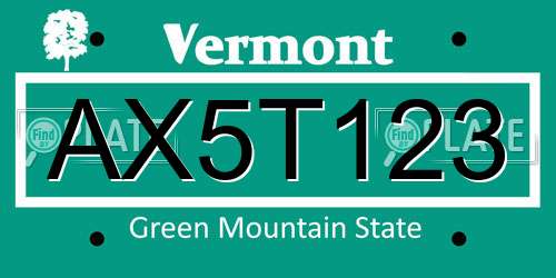 AX5T123 Vermont License Plate