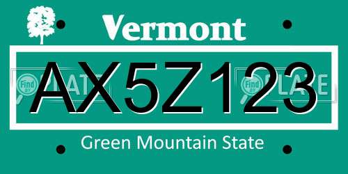 AX5Z123 Vermont License Plate
