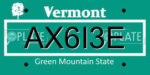 AX6I3E Vermont License Plate