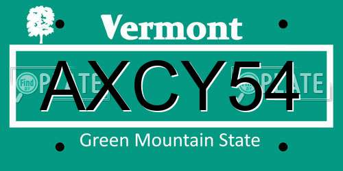 AXCY54 Vermont License Plate