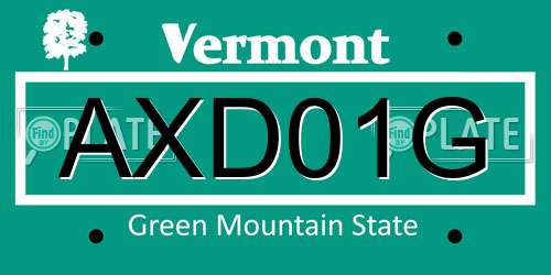 AXD01G Vermont License Plate