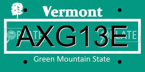 AXG13E Vermont License Plate