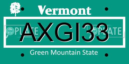 AXGI33 Vermont License Plate