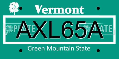 AXL65A Vermont License Plate