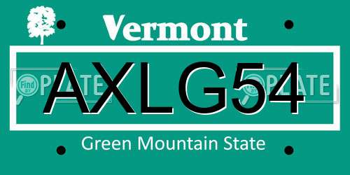 AXLG54 Vermont License Plate