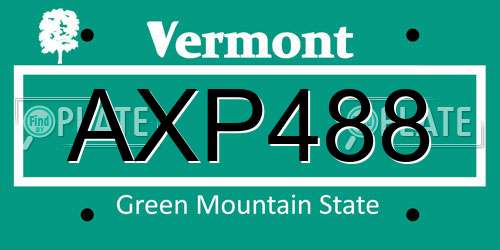 AXP488 Vermont License Plate