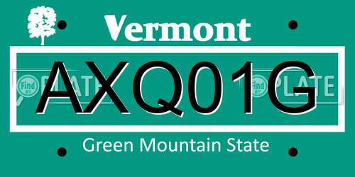 AXQ01G Vermont License Plate