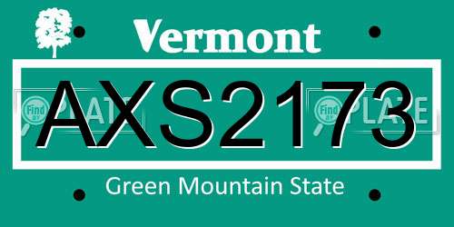 AXS2173 Vermont License Plate