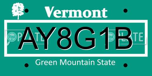 AY8G1B Vermont License Plate