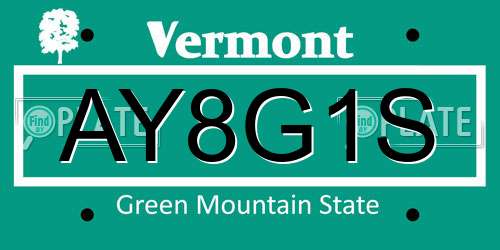 AY8G1S Vermont License Plate