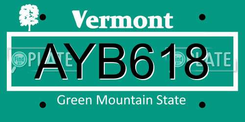 AYB618 Vermont License Plate